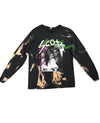 Unisex Black Long sleeve beach washed w/ Celebrity Couple Photo graphic print with Pink and Green accents
